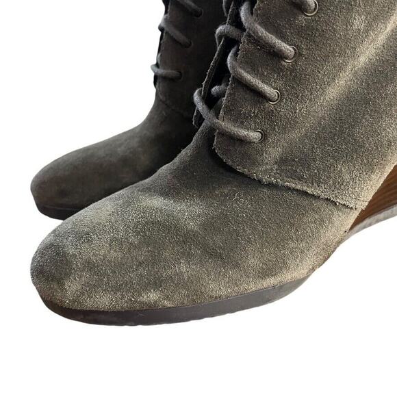 Franco Sarto Weston Gray Suede Leather Wedge Ankle Booties Boots Shoes sz 8.5 - Picture 8 of 16